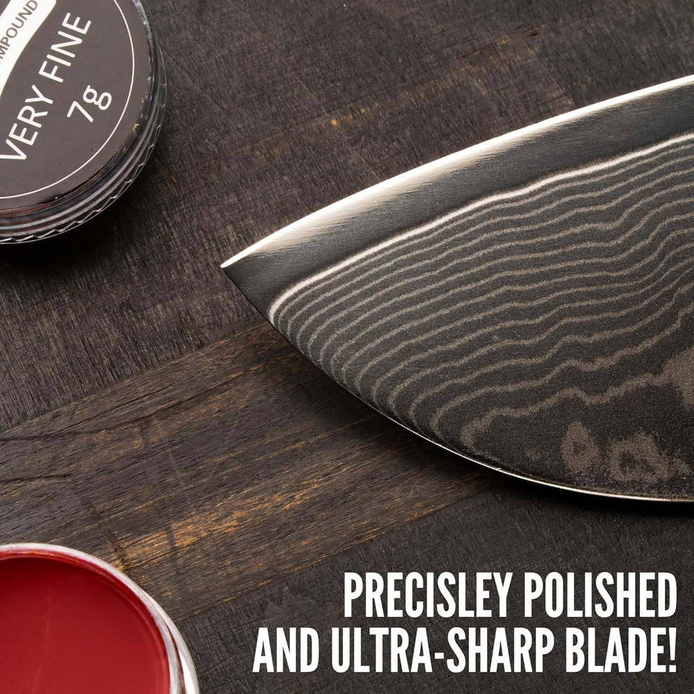 Bacher Premium Leather Strop for Knife Sharpening with Polishing Compound - Doub