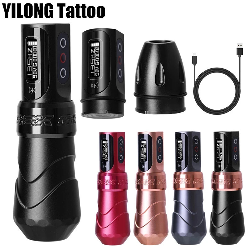 Coreless Motor Tattoo Gun Machine +2 Wireless Power RCA Kit 2000mAh