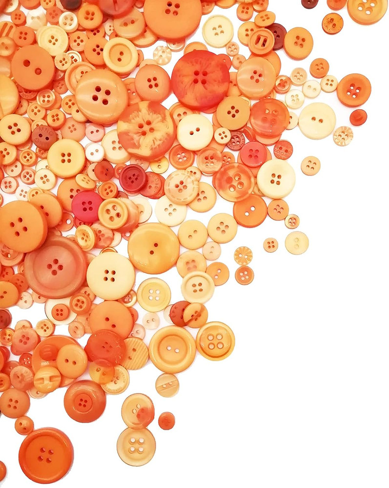 600-700Pcs Orange Buttons for Crafts Bulk Orange Craft Buttons Assorted Size for