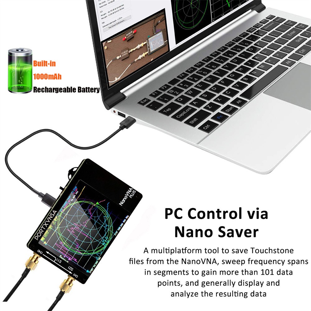 2.8" Touchscreen NanoVNA Plus Portable Antenna Vector Analyser 50KHz-2.7GHz