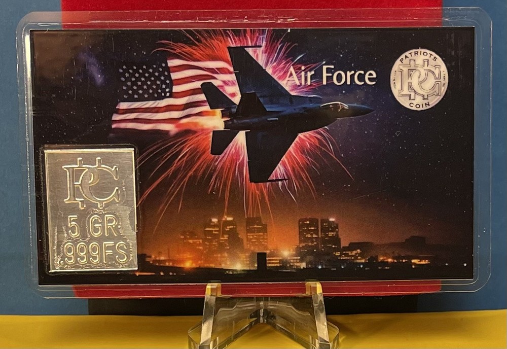 ⭐️ 5 Grain .999 Silver Bar Card - Air Force🇺🇸