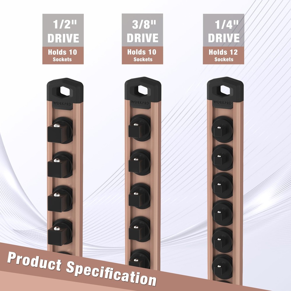 Magnetic 1/4'' Drive Socket Organizer Heavy Duty Socket Holder (No Socket)