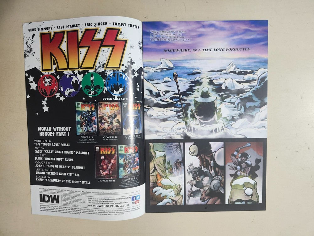 KISS World Without Heroes Part 1 IDW Illustrated Comic Book 2012 First Printing