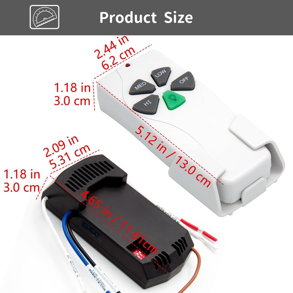 Universal Ceiling Fan Remote Control Kit Replacement for Harbor Breeze Hampto...