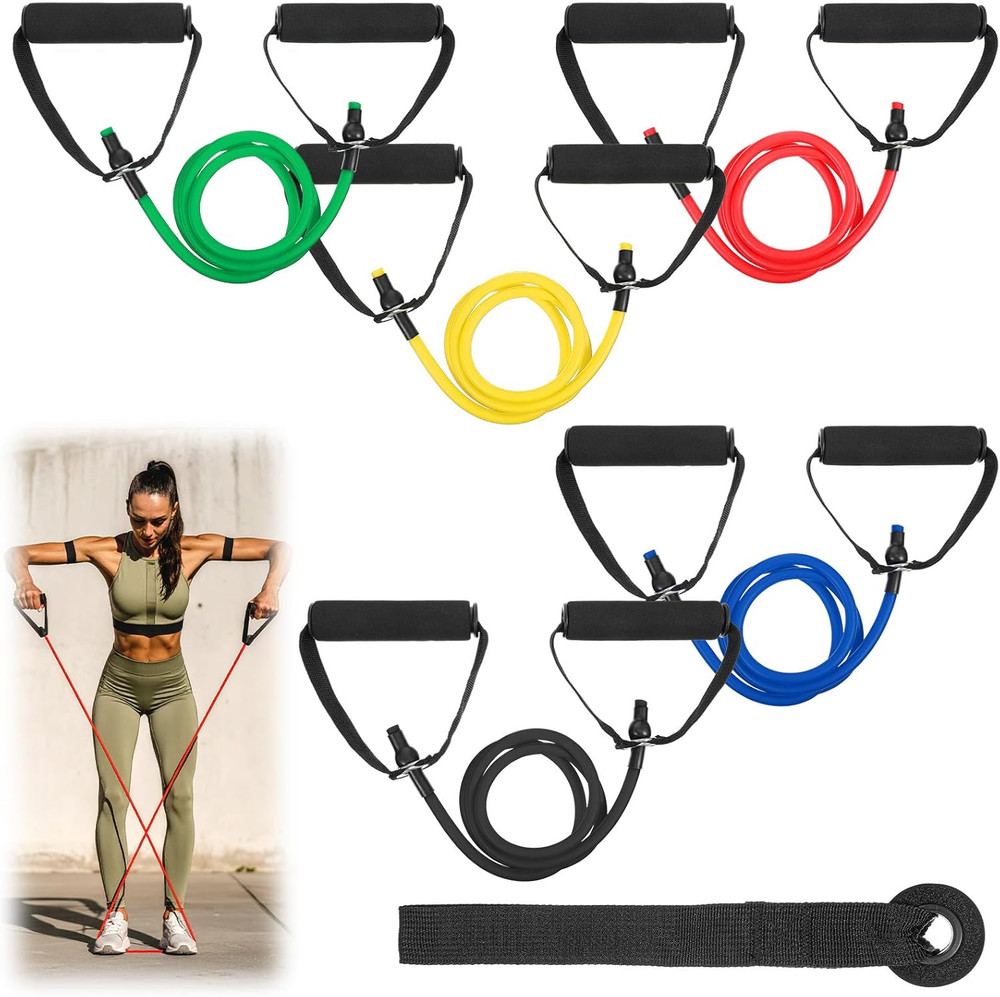 5PCS Resistance Bands with Handles 5-Level Stretch Exercise Pull up Bands Physic