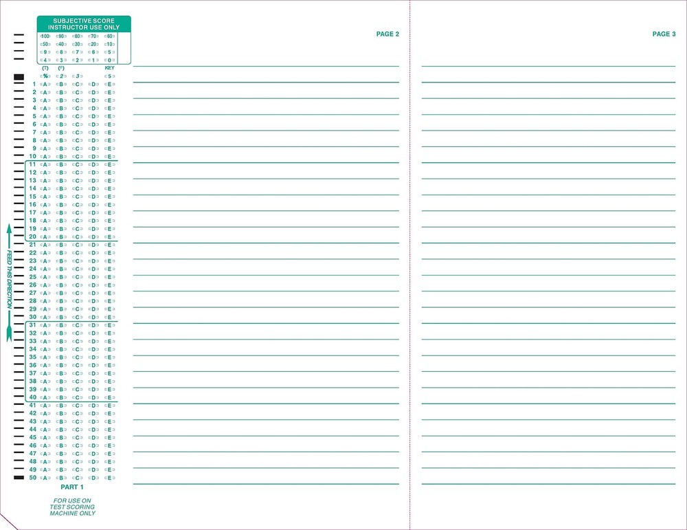 TEST-886E 886-E 100 Question Compatible Testing Forms (50 Sheet Pack) TEST-886E