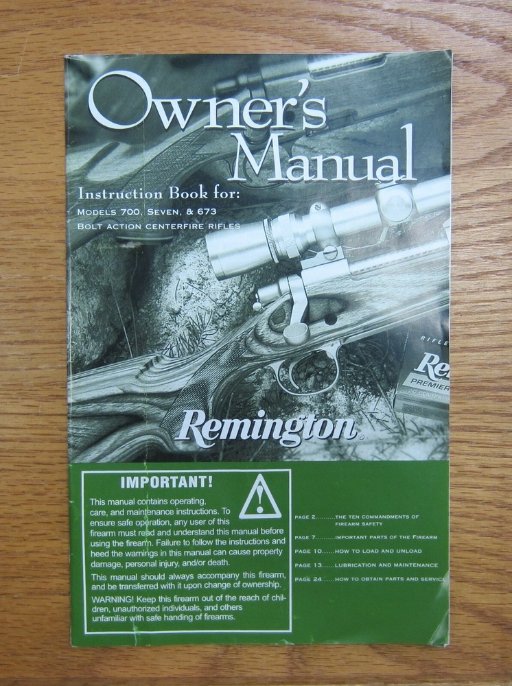 Remington 700 Seven 673 Owners Manual 2011