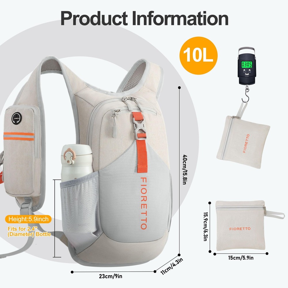 10L Hiking Backpack for Women Men Mini Packable Backpack Lightweight Small Da...