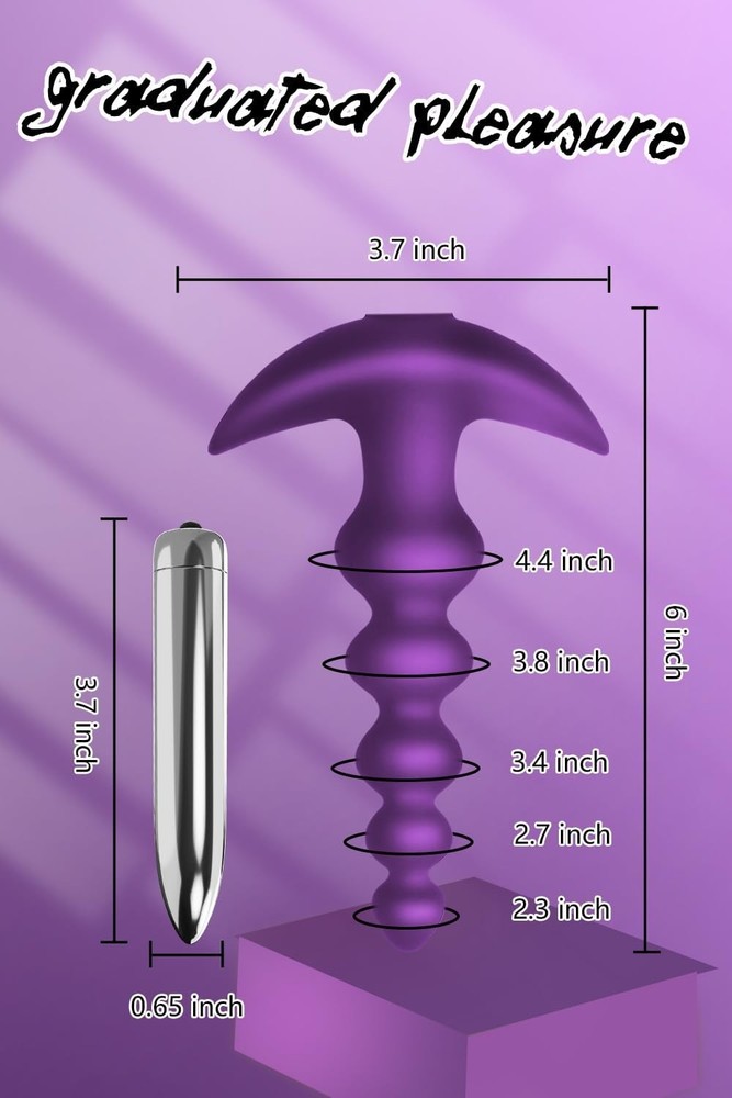 Vibrating Anal Beads Butt Plug Flexible Silicone 16 Vibration Modes