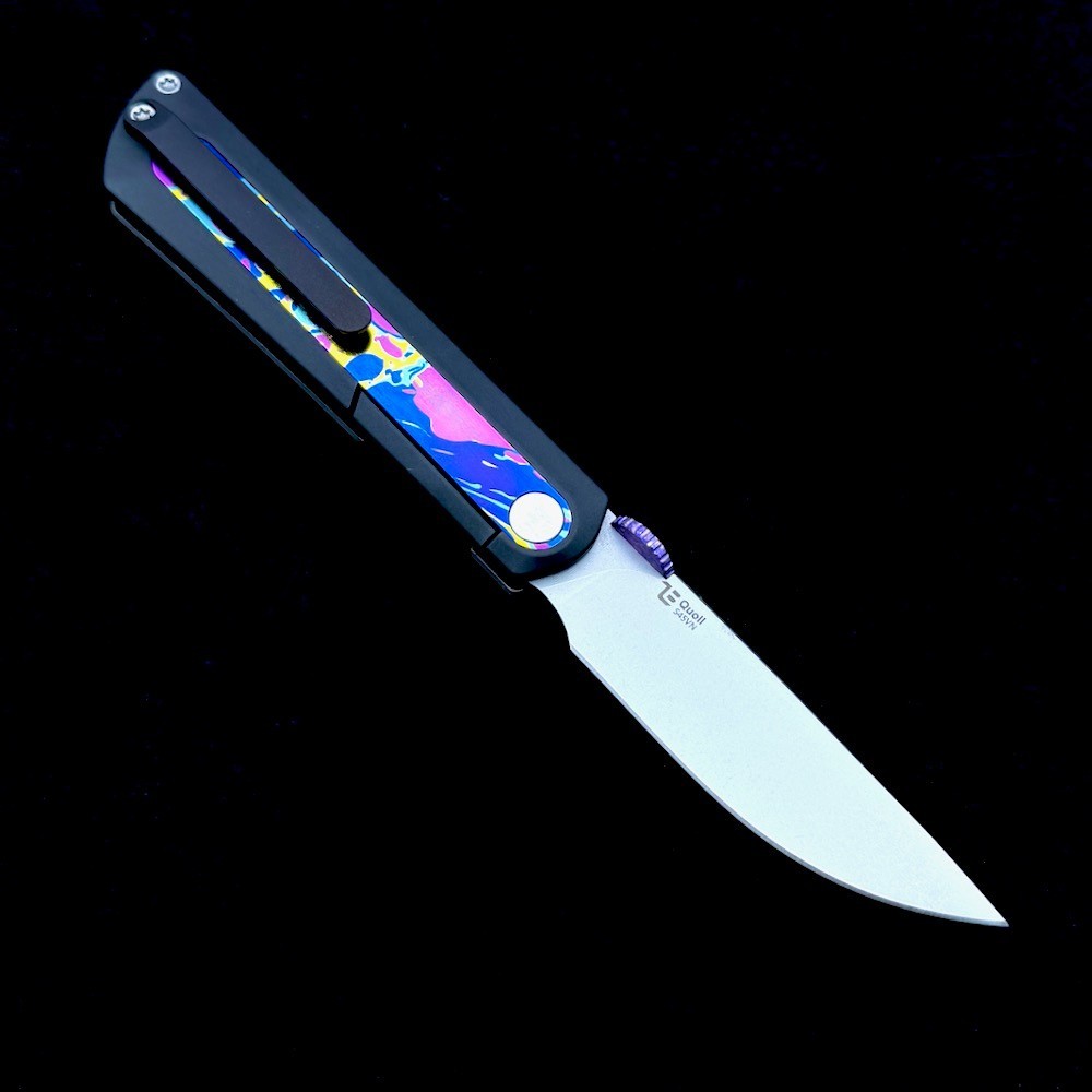 Kizer Quoll Ki3733A2 Framelock Knife Titanium S45VN - Black Ano & Plasma Pattern