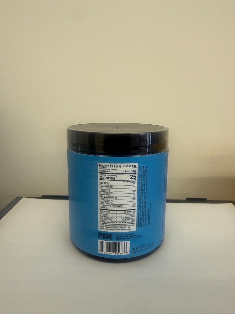 PRIME HYDRATION+ Powder Blue Raspberry, Caffeine-Free, Electrolyte Powder