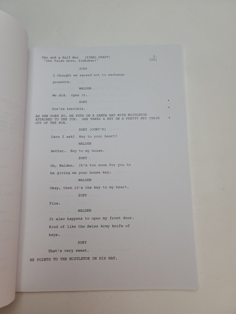 TWO AND A HALF MEN / Jim Patterson 2003 TV Script "One False Move, Zimbabwe!"