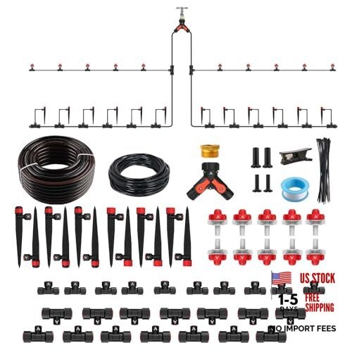 100FT Drip Irrigation Kit, All-in-One Quick-Connect System 100FT Complete Kit