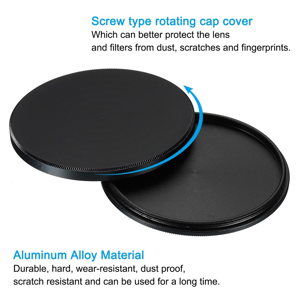55mm Lens Filter Stack Cap Aluminum Alloy Circular Filter Stacks Black