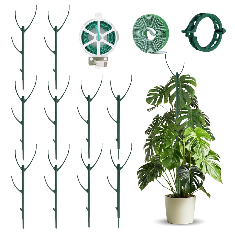 10pack Adjustable Plant Support Pole Stackable Indoor/Outdoor Support Pole wi...