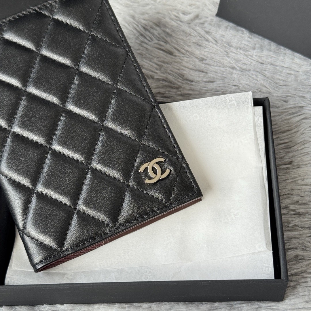 CHANEL Black Quilted Leather Wallet Organizer