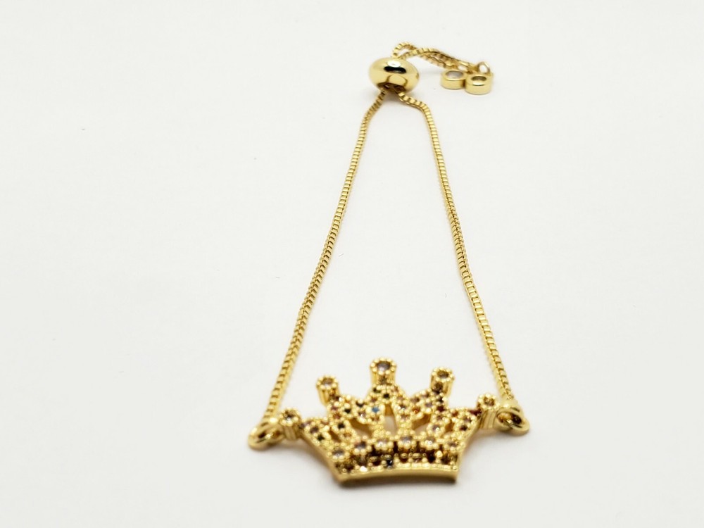 Hand Crafted Brass Adjustable Slider Crown Bracelet