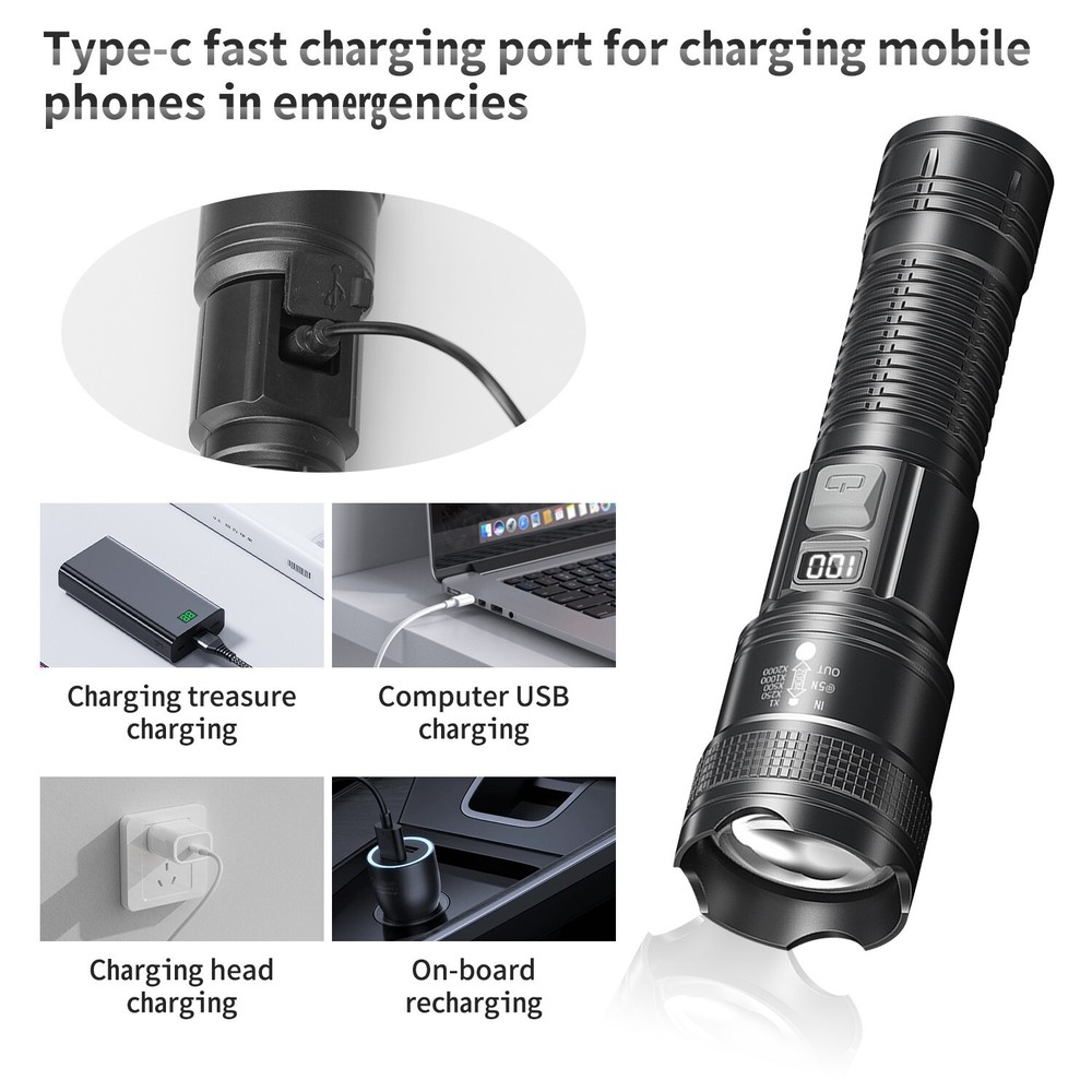 Multifunction Super Bright LED Tactical Flashlight Rechargeable LED Work Light