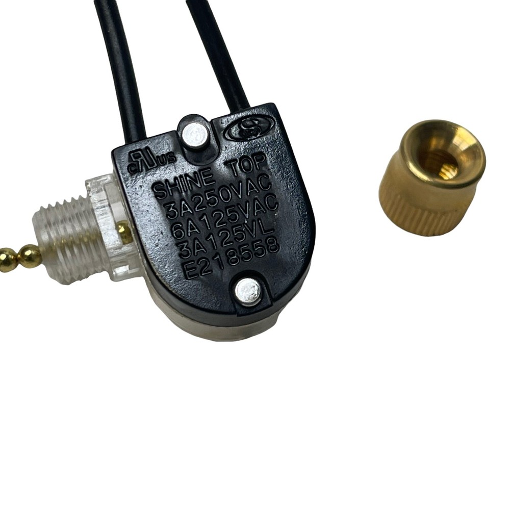 Shine Top Brass Switch with Pull Chain String - On/Off Light, Fan, Fixture