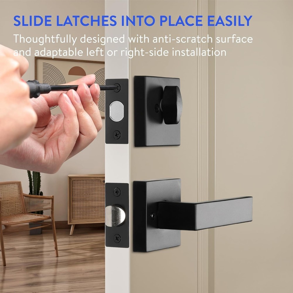 - Front Door Lock and Handle with Deadbolt - Set Includes Installation Template,