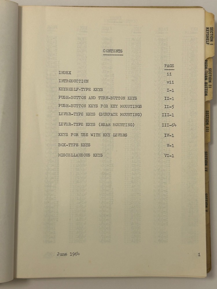 Bell Telephone Laboratories Numerically-Coded Keys Engineering Reference 1964