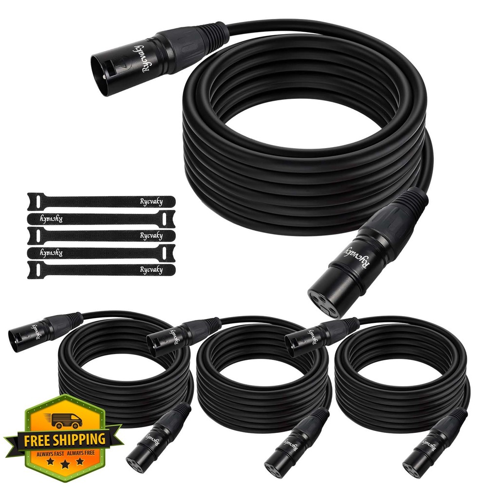 rycvaky DMX Cable XLR 3-Pin Lighting Cable 15ft 4 Pack