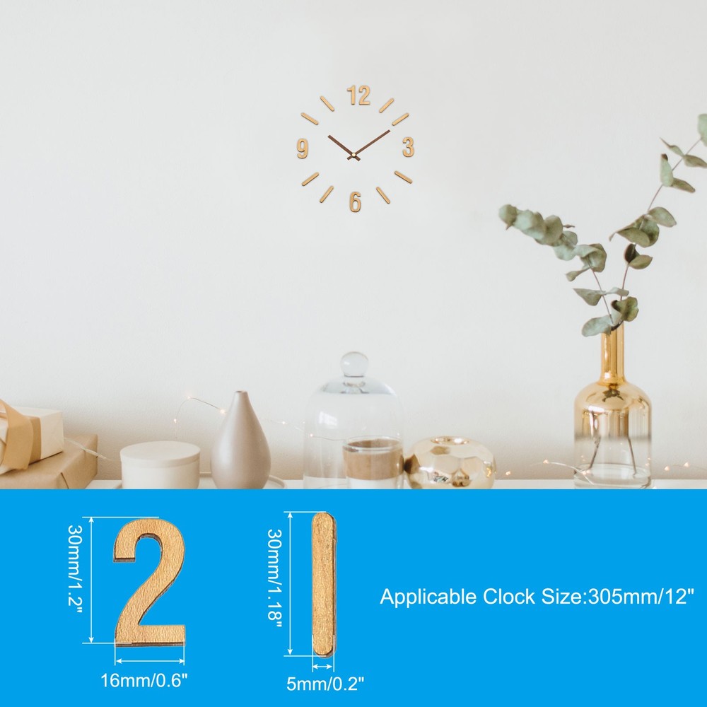 Wooden Clock Numbers Kit, Clock Accessories, Arabic