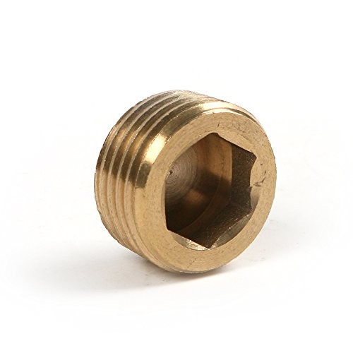 20pcs Brass Pipe Plug Set Brass External Thread Inner Hex Head Plug 1/8" 1/4"