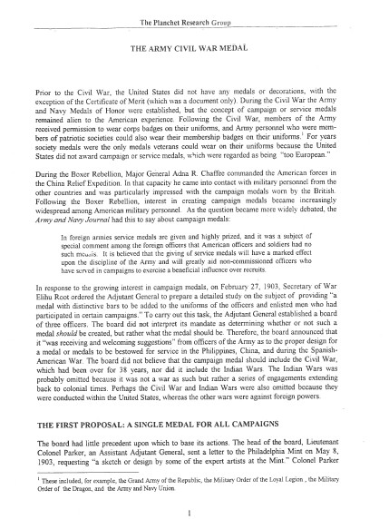 US Army Civil War Medal Roster Roll & Campaigns ex Gleim Planchet Press Booklet