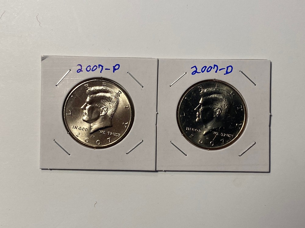 2007 P&D KENNEDY HALF DOLLAR Set (2 COIN SET) Uncirculated.
