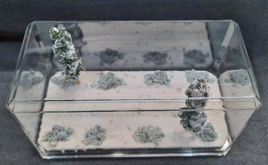 HOn3 SCALE 9" SINGLE TRACK DISPLAY CASE - WINTER SCENE- FOR ANY HOn3 TRAIN