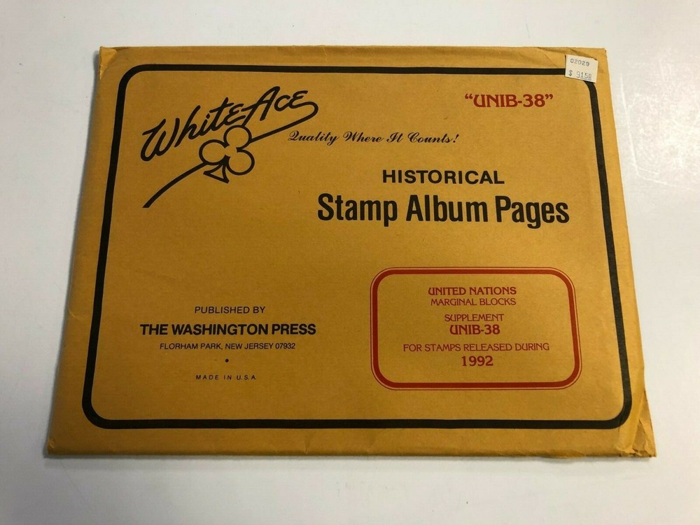 White Ace 1992 UN United Nations Marginal Blocks UNIB-38 Stamp Supplement Pages