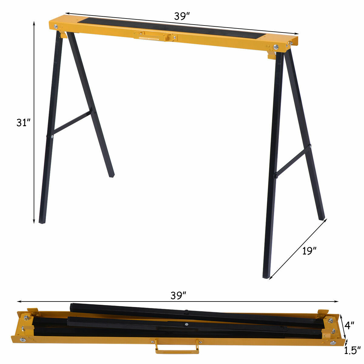 IRONMAX 2 Pack Heavy Duty Saw Horse Steel Folding Legs Sawhorse 275 lbs Capacity