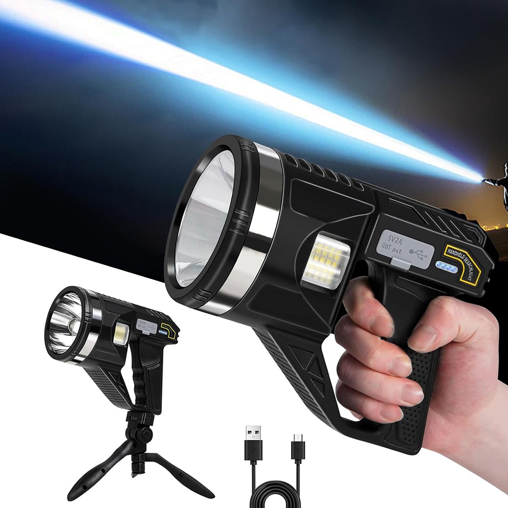 10000000LM Spotlight Rechargeable Flashlight Super Bright Outdoor Handheld Torch