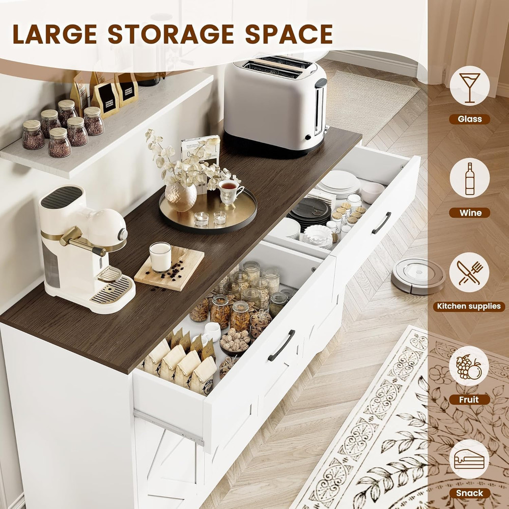 Sideboard Buffet Cabinet with Storage, Large Kitchen Storage Sideboard with Draw