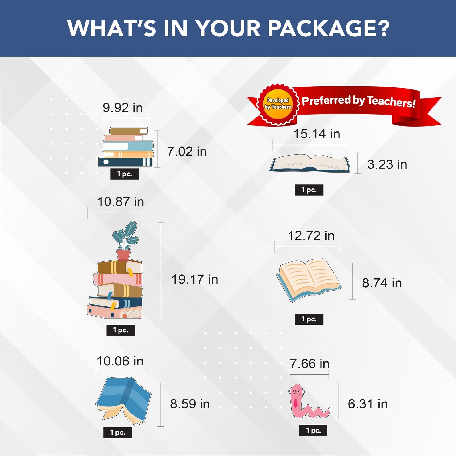 Decorably 45 Pcs Cutouts Rainbow Boho Reading Bulletin Board Reading Sets wit...