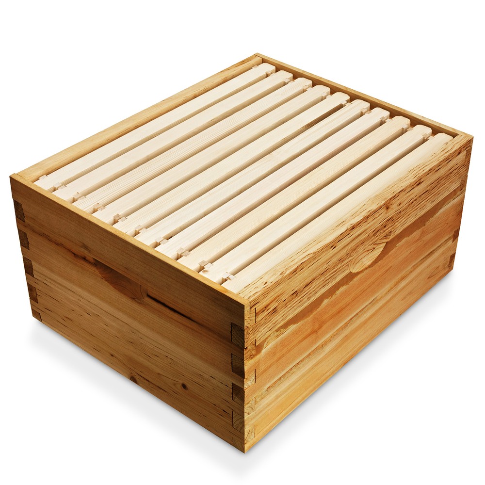 100% Beeswax Beehive 10 Frame Add-On Super, 10 Deep Frames Langstroth Beekeeping