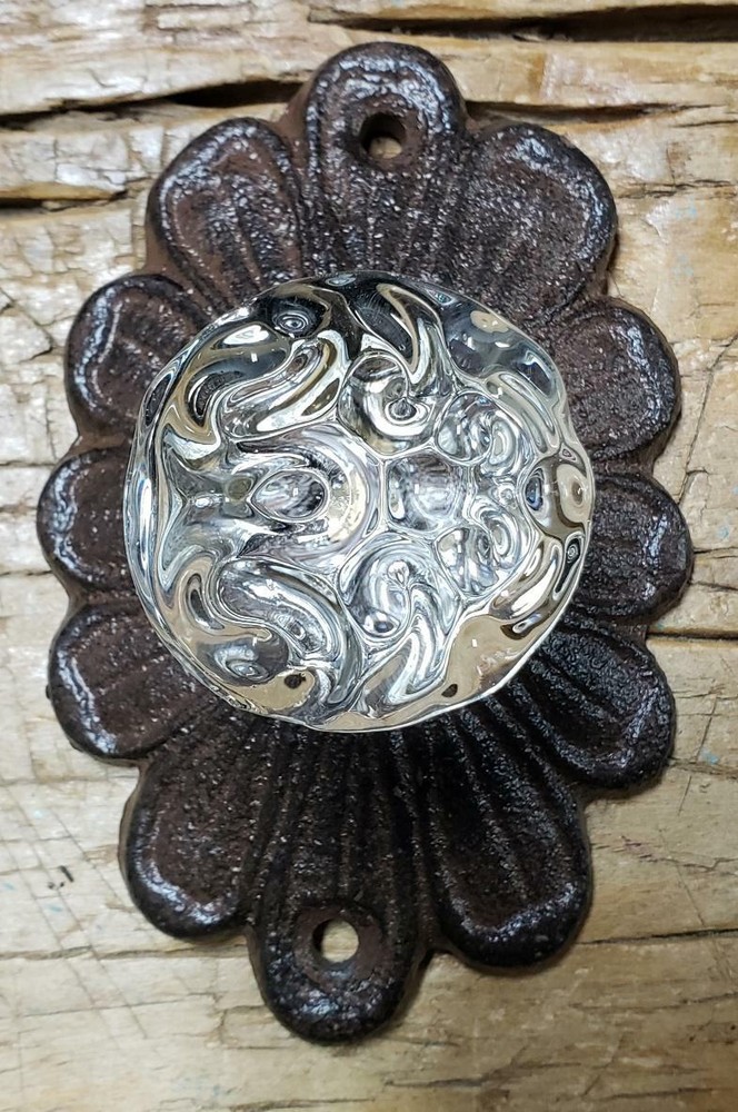 3 Cast Iron ANTIQUE Style Barn Handle Drawer Pull Coat Hook Rack BACK PLATE Knob