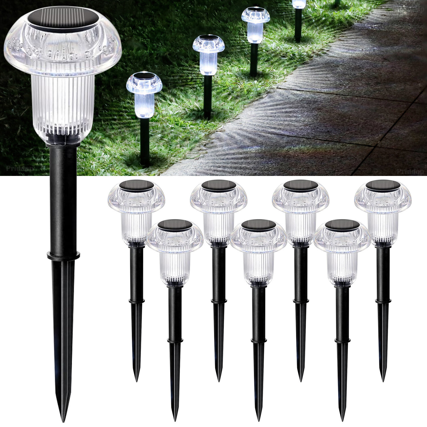 8 Pack Solar Garden Lights Outdoor Waterproof Pathway LED Lights Landscape Yard