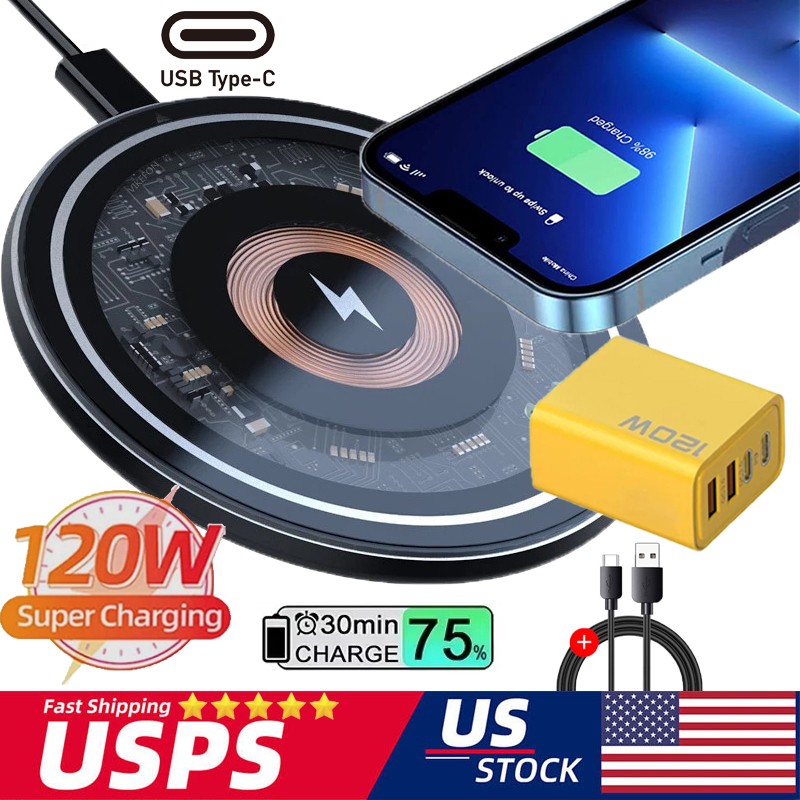120W wireless fast charger charging pad base, suitable for iPhone Android device
