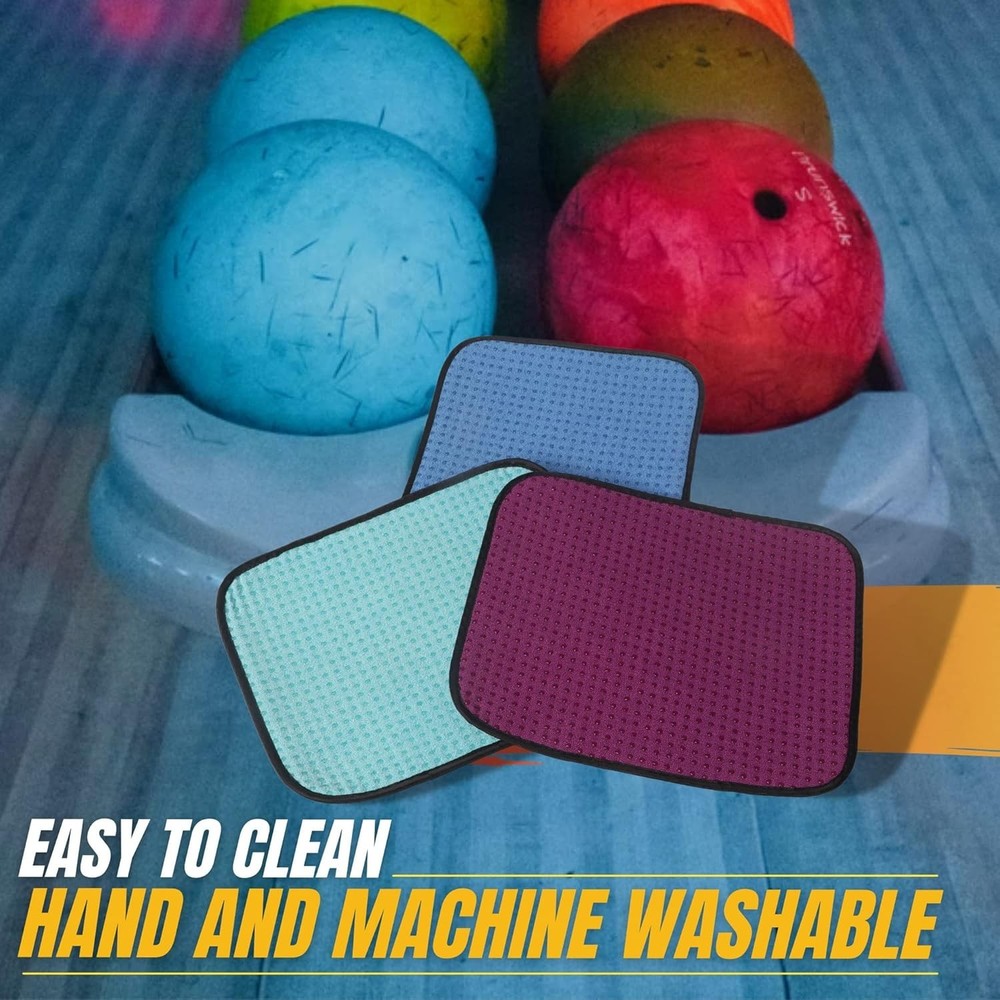 Durable 3-Pack Microfiber Bowling Ball Towels, 10"x8" for Pro-Level Performance
