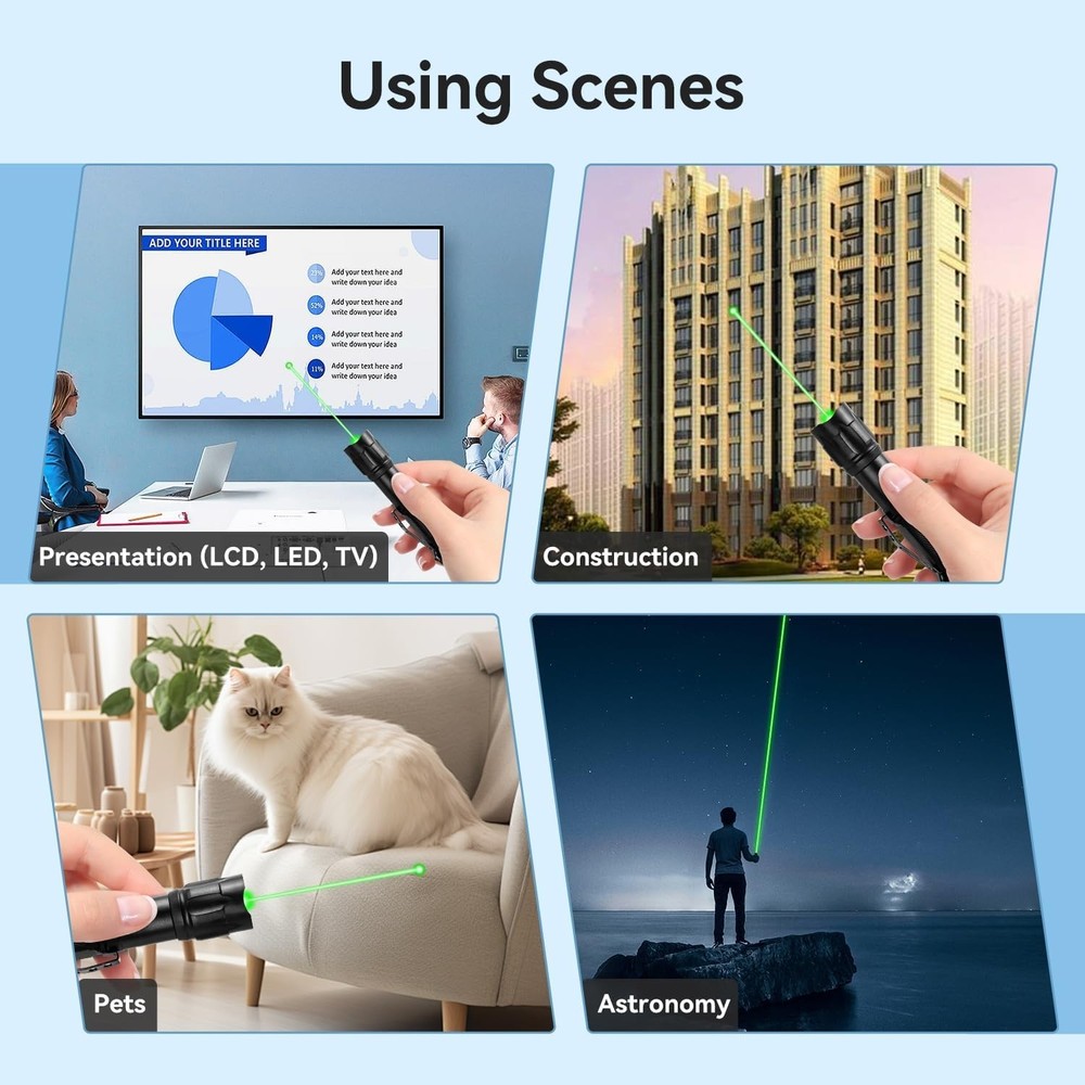 Rechargeable Green Laser Pointer, Long Range Laser Pointer Pen High Power