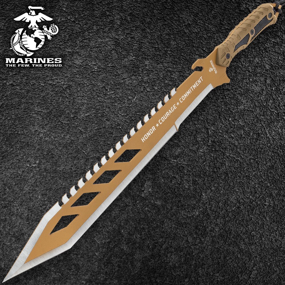 USMC Desert OPS Sawback Machete | Officially Licensed | Olive Drab | 24" Overall