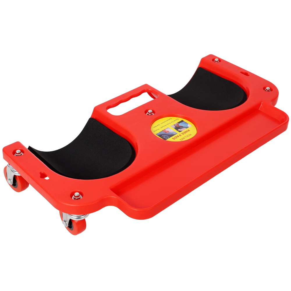 Rolling Knee Creeper w/ Tool Tray & 5 Casters for Garage, Workshop, Red