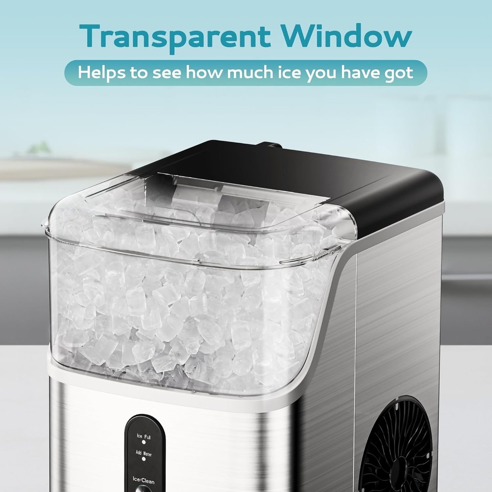 Sleek Pebble Ice Maker with Automatic Cleaning - Perfect for Entertaining