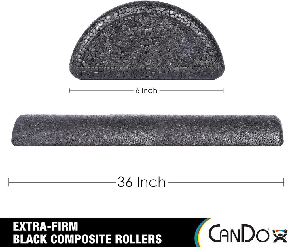 Black Composite High-Density Roller, Half-Round, 6"" X 36