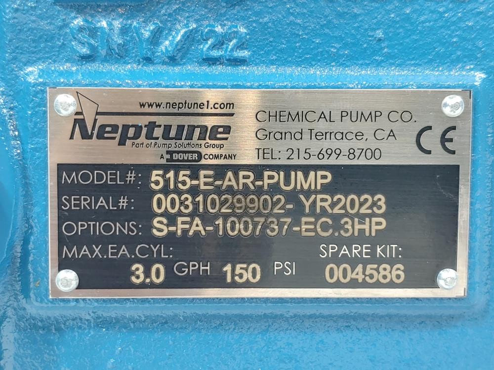 Neptune Metering Pump 515-E-AR-PUMP w/ Actuator Advanced Controller & Motor