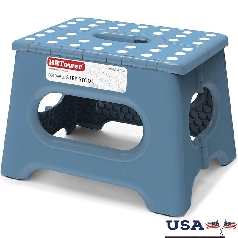 Durable Folding Step Stool W/ Non-Slip Surface Ergonomic Handle Safety Design US