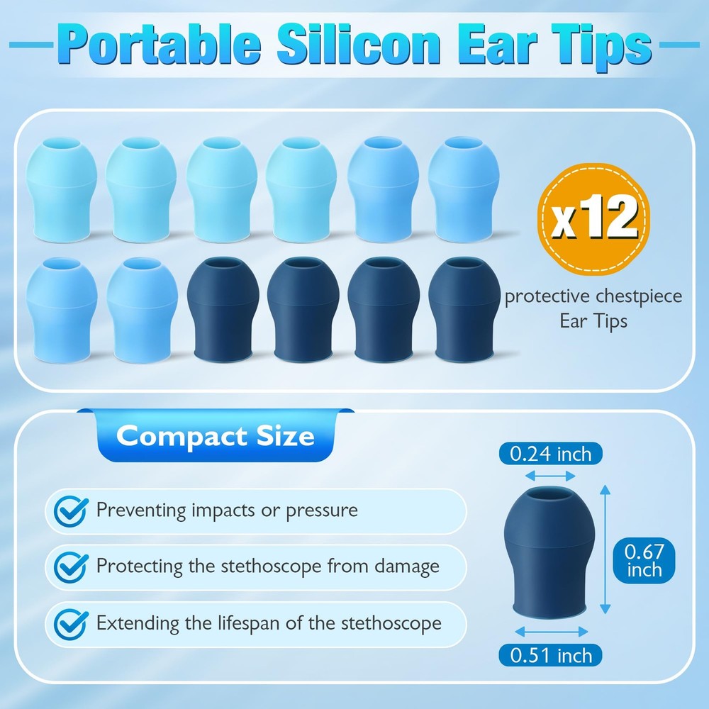 12 Pcs Digital Stethoscope Silicone Ear Tips for EKO CORE 500 Echo