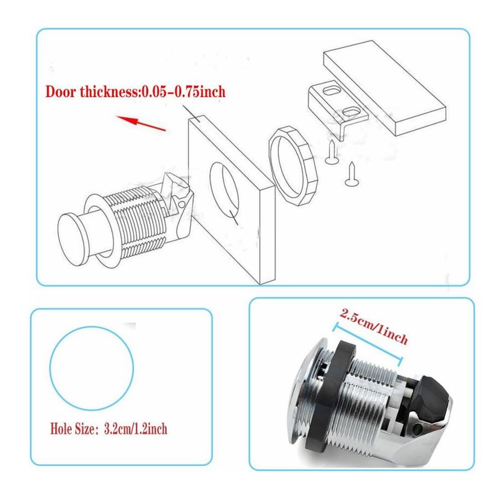 2x Push Button Latch for Perpendicular Door Configurations Knob Store Flush C715